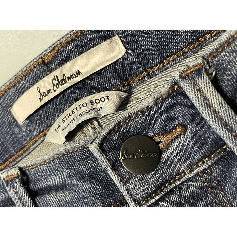 Sam Edelman "The Stiletto" Bootcut Jeans High Rise (10 in.) Size 27 Medium Blue - Picture 2 of 10